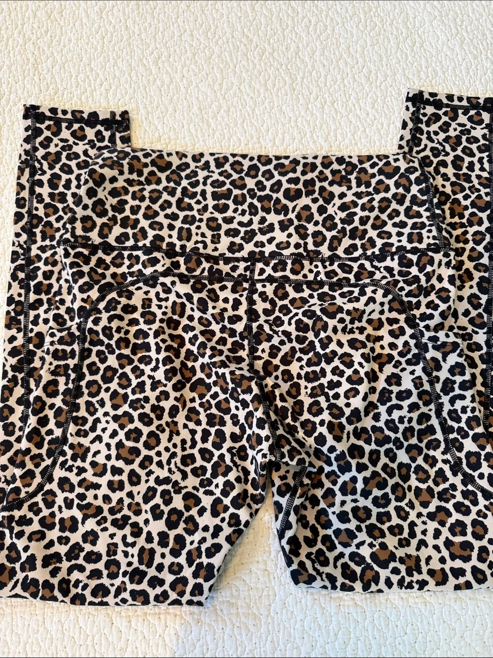 Women’s Leopard Print Athletic Leggings - Taupe and Black